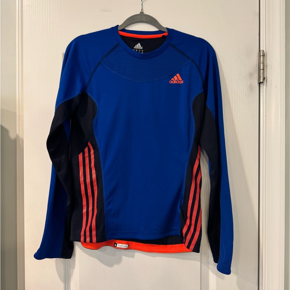adidas Men's Vibrant Blue Athletic Shirt with Red Highlights